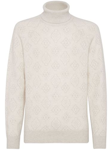 Alpaca Geometric Jacquard High Neck Sweater - Brunello Cucinelli - Modalova