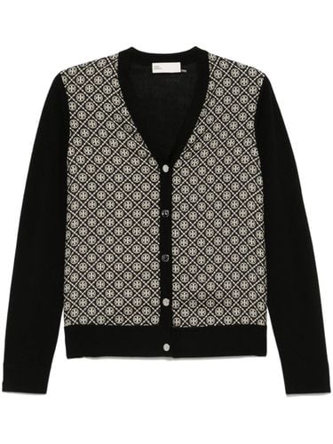 Monogram Print Silk And Wool Cardigan - Tory Burch - Modalova