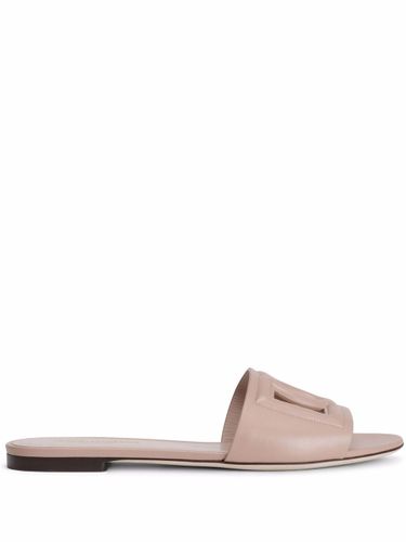 Dg Logo Leather Flat Sandals - Dolce & Gabbana - Modalova