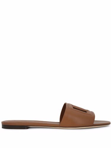 Dg Logo Leather Flat Sandals - Dolce & Gabbana - Modalova