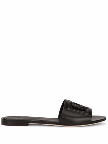 Dg Logo Leather Flat Sandals - Dolce & Gabbana - Modalova