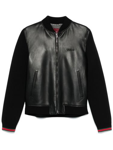 GUCCI - Leather Bomber Jacket - Gucci - Modalova