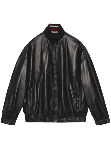 GUCCI - Leather Bomber Jacket - Gucci - Modalova
