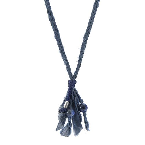 Sodalite Marcus Silver Stone and Braided Cotton Voile SKINNY Necklace x Wrap Bracelet - ANCHOR & CREW - Modalova