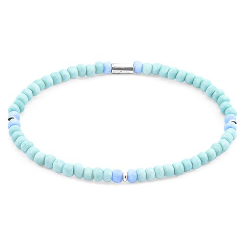 Pastel - Blue Evelyn Silver and Glass SKINNY Bracelet - ANCHOR & CREW - Modalova