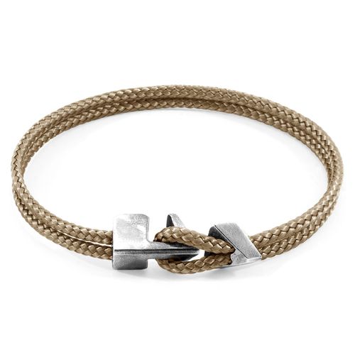 Sand Brown Brixham Silver and Rope Bracelet - ANCHOR & CREW - Modalova