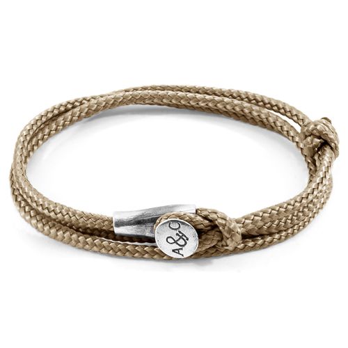 Sand Brown Dundee Silver and Rope Bracelet - ANCHOR & CREW - Modalova