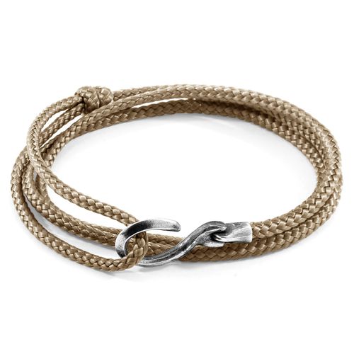 Sand Brown Heysham Silver and Rope Bracelet - ANCHOR & CREW - Modalova
