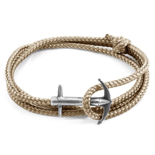 Sand Brown Admiral Anchor Silver and Rope Bracelet - ANCHOR & CREW - Modalova