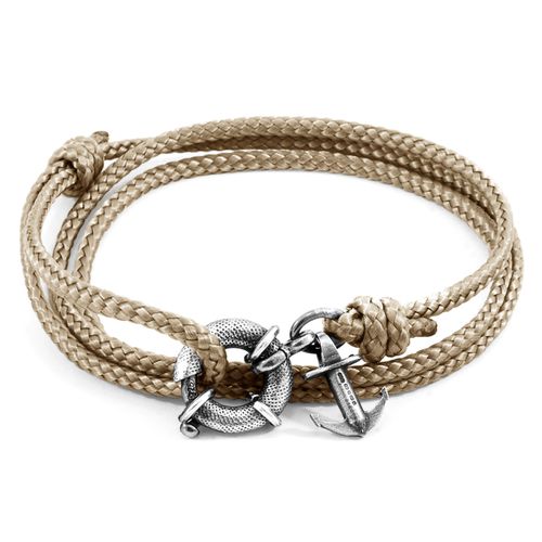 Sand Brown Clyde Anchor Silver and Rope Bracelet - ANCHOR & CREW - Modalova