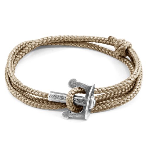 Sand Brown Union Anchor Silver and Rope Bracelet - ANCHOR & CREW - Modalova