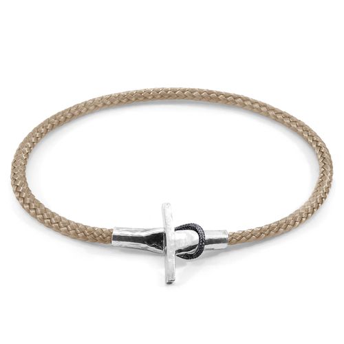 Sand Brown Cambridge Silver and Rope Bracelet - ANCHOR & CREW - Modalova