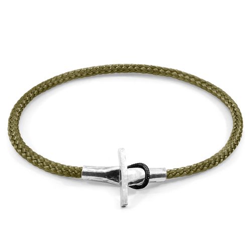Khaki Cambridge Silver and Rope Bracelet - ANCHOR & CREW - Modalova