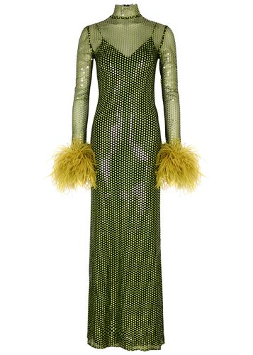 Fonda Pepe Feather-trimmed Sequin Gown - - 40 (UK8 / S) - Taller Marmo - Modalova