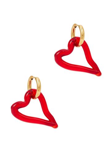 Heart of Glass 18kt Gold-plated Hoop Earrings - Red - Sandralexandra - Modalova
