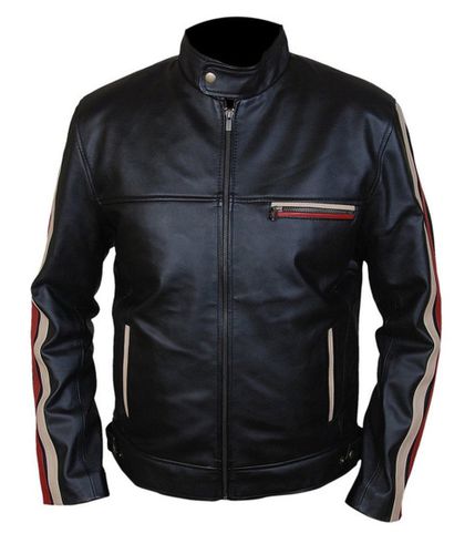Retro Hybrid Mayhem Cafe Racer Black Leather Jacket - Feather skin - Modalova