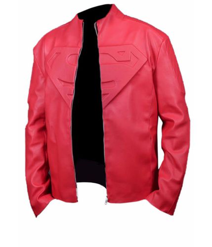 Smallville Superman Red Faux Leather Jacket - Feather skin - Modalova
