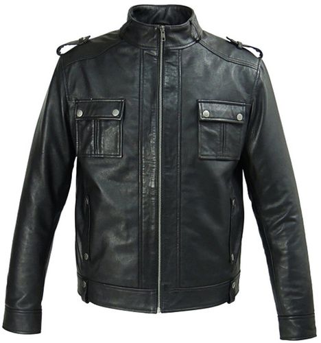Men's Fitted Cabone Genuine Leather Jacket - Feather skin - Modalova