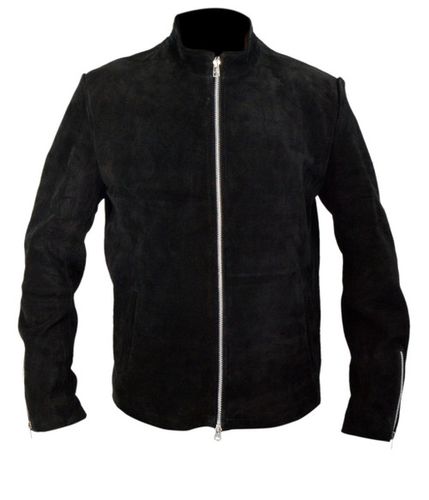 Men's Black Suede Leather Jacket - Feather skin - Modalova