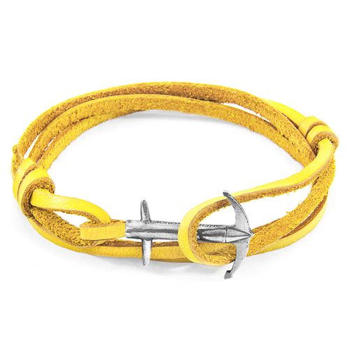 Mustard Admiral Anchor Silver and Flat Leather Bracelet - ANCHOR & CREW - Modalova