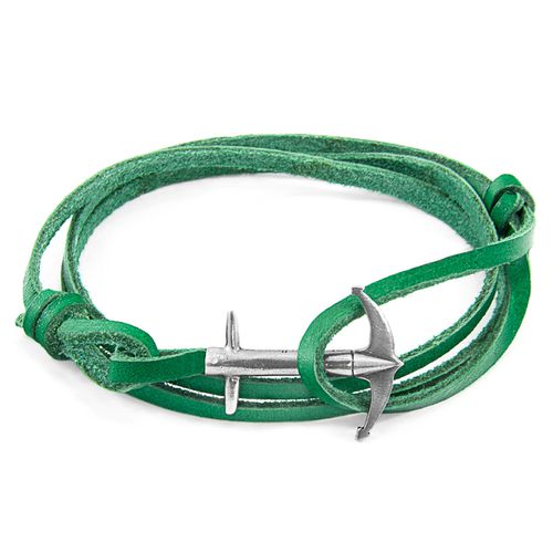 Fern Admiral Anchor Silver and Flat Leather Bracelet - ANCHOR & CREW - Modalova