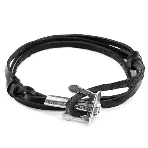 Coal Union Anchor Silver and Flat Leather Bracelet - ANCHOR & CREW - Modalova