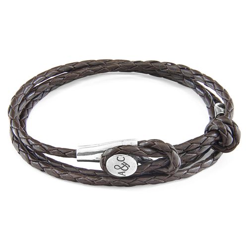 Dark Dundee Silver and Braided Leather Bracelet - ANCHOR & CREW - Modalova