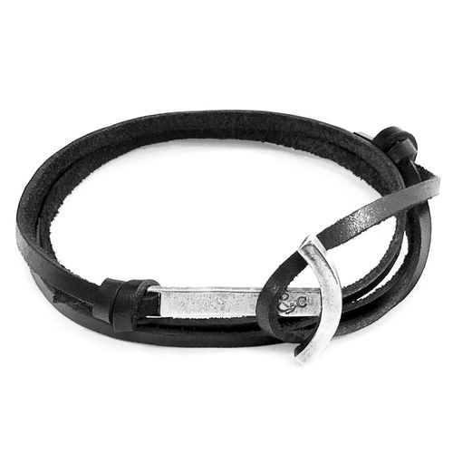 Coal Clipper Anchor Silver and Flat Leather Bracelet - ANCHOR & CREW - Modalova