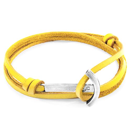 Mustard Clipper Anchor Silver and Flat Leather Bracelet - ANCHOR & CREW - Modalova