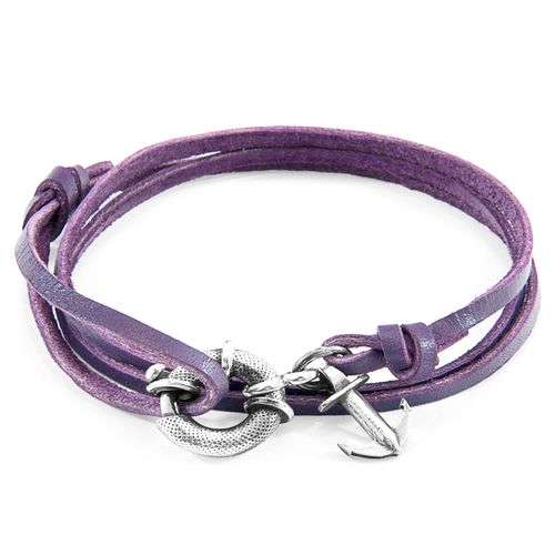 Grape Clyde Anchor Silver and Flat Leather Bracelet - ANCHOR & CREW - Modalova