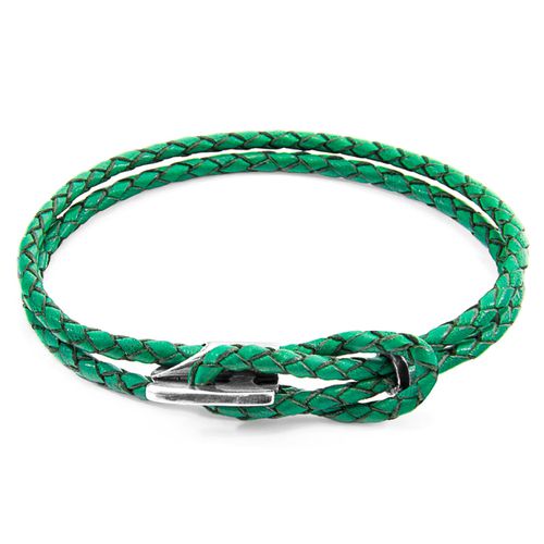 Fern Padstow Silver and Braided Leather Bracelet - ANCHOR & CREW - Modalova