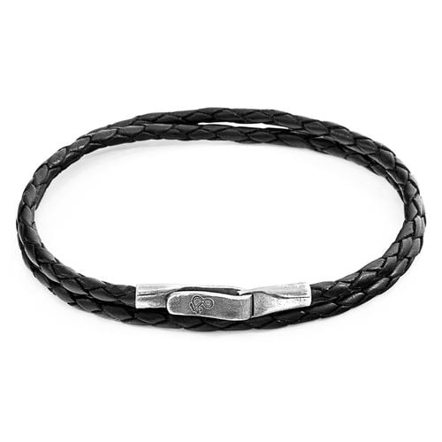 Coal Liverpool Silver and Braided Leather Bracelet - ANCHOR & CREW - Modalova