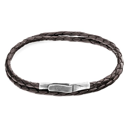 Dark Liverpool Silver and Braided Leather Bracelet - ANCHOR & CREW - Modalova