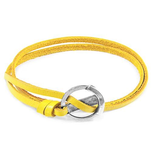 Mustard Ketch Anchor Silver and Flat Leather Bracelet - ANCHOR & CREW - Modalova