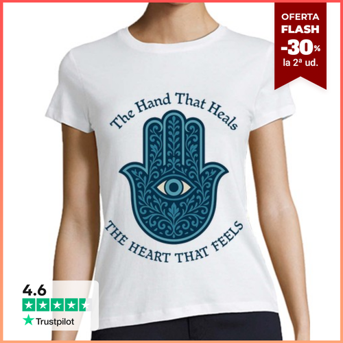 Camiseta Mujer Manga Corta Hamsa Mano Fatima Ojo Mistico Sanar - latostadora.com - Modalova