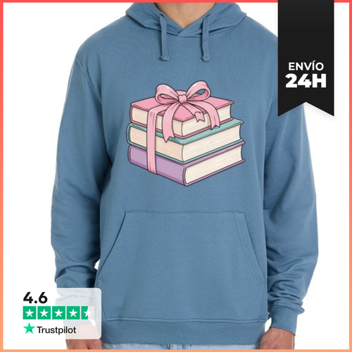 Sudadera Unisex Con Capucha Montón De Libros Con Cinta Rosa - latostadora.com - Modalova