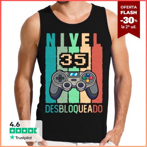 Camiseta Hombre Sin Mangas Nivel 35 Desbloqueado 35 Cumpleños 35 - latostadora.com - Modalova