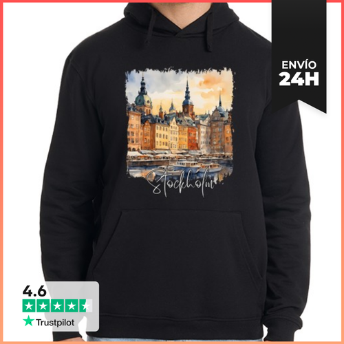 Sudadera Unisex Con Capucha Acuarela De Estocolmo, Estocolmo - latostadora.com - Modalova