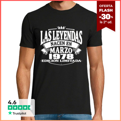 Camiseta Hombre Manga Corta Las leyendas nacen en marzo 1978 - latostadora.com - Modalova