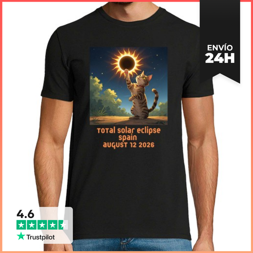 Camiseta Hombre Clásica Eclipse Solar Total España Gato - latostadora.com - Modalova