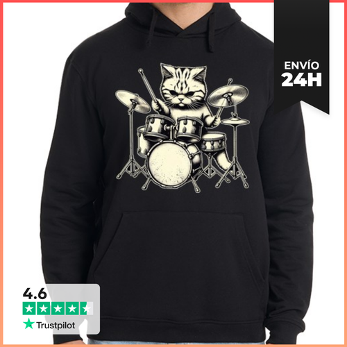 Sudadera Unisex Con Capucha Drummer Cat LaTostadora - latostadora.com - Modalova