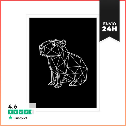 Cuadro Con Marco Vertical Capibara Sentada Líneas Blancas Estilo - latostadora.com - Modalova