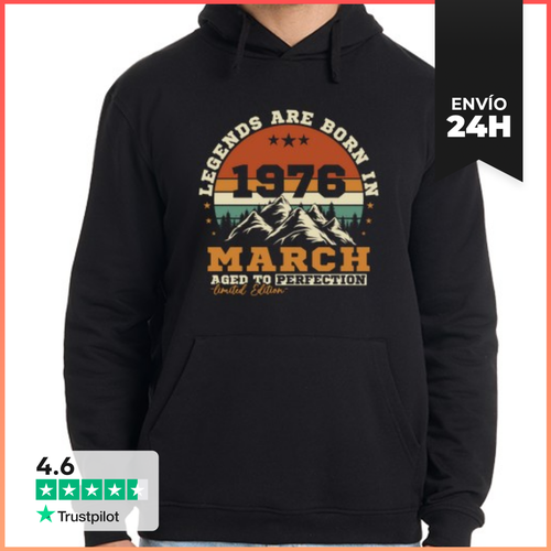 Sudadera Unisex Con Capucha Marzo 1976 Vintage Cumpleaños 1976 - latostadora.com - Modalova