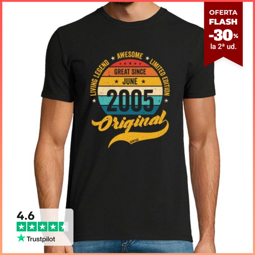 Camiseta Hombre Manga Corta Retro 18 Years June 2005 Birthday - latostadora.com - Modalova