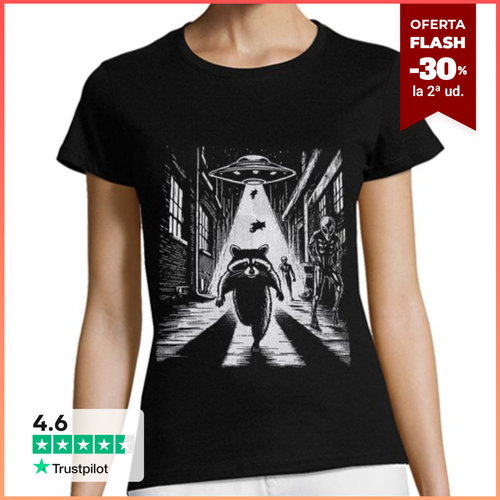 Camiseta Mujer Manga Corta abducción de mapache alienígena - latostadora.com - Modalova
