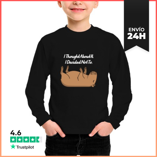 Camiseta Manga Larga Para Niños Capibara Decidí No Blanco - latostadora.com - Modalova