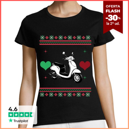 Camiseta Mujer Manga Corta scooter feo navidad suéter navidad - latostadora.com - Modalova