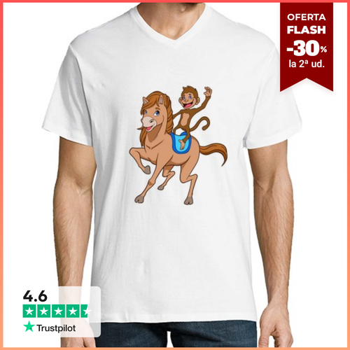 Camiseta Hombre Cuello Pico mono de dibujos animados montado a - latostadora.com - Modalova