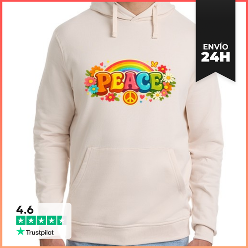 Sudadera Unisex Con Capucha Paz Arcoíris Y Flores LaTostadora - latostadora.com - Modalova