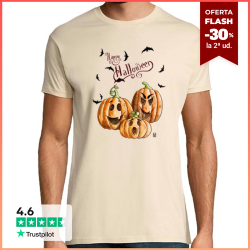 Camiseta Hombre Manga Corta Camiseta básica Halloween 3 calabazas - latostadora.com - Modalova